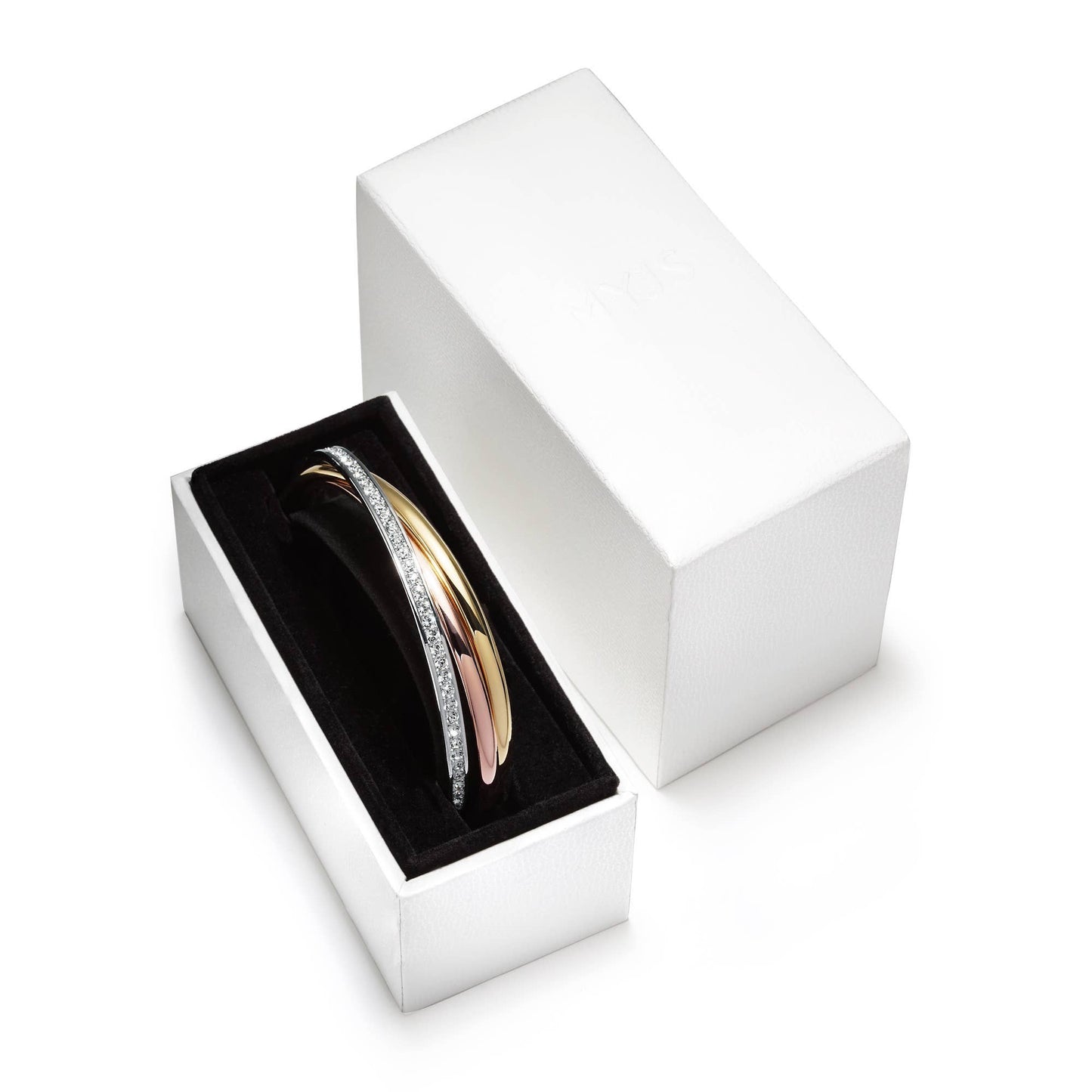 MYJS Trinity Tri-Colour Bracelet with Clear 3 Gold Plated