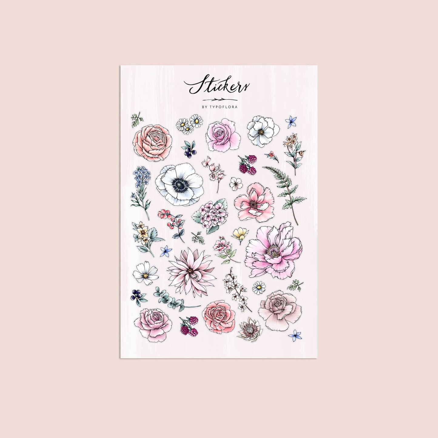 Typoflora Sticker Sheet - Spring Flower Lovers