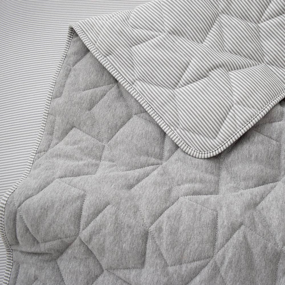 Living Textiles Star Quilted Cot Comforter - Grey Melange
