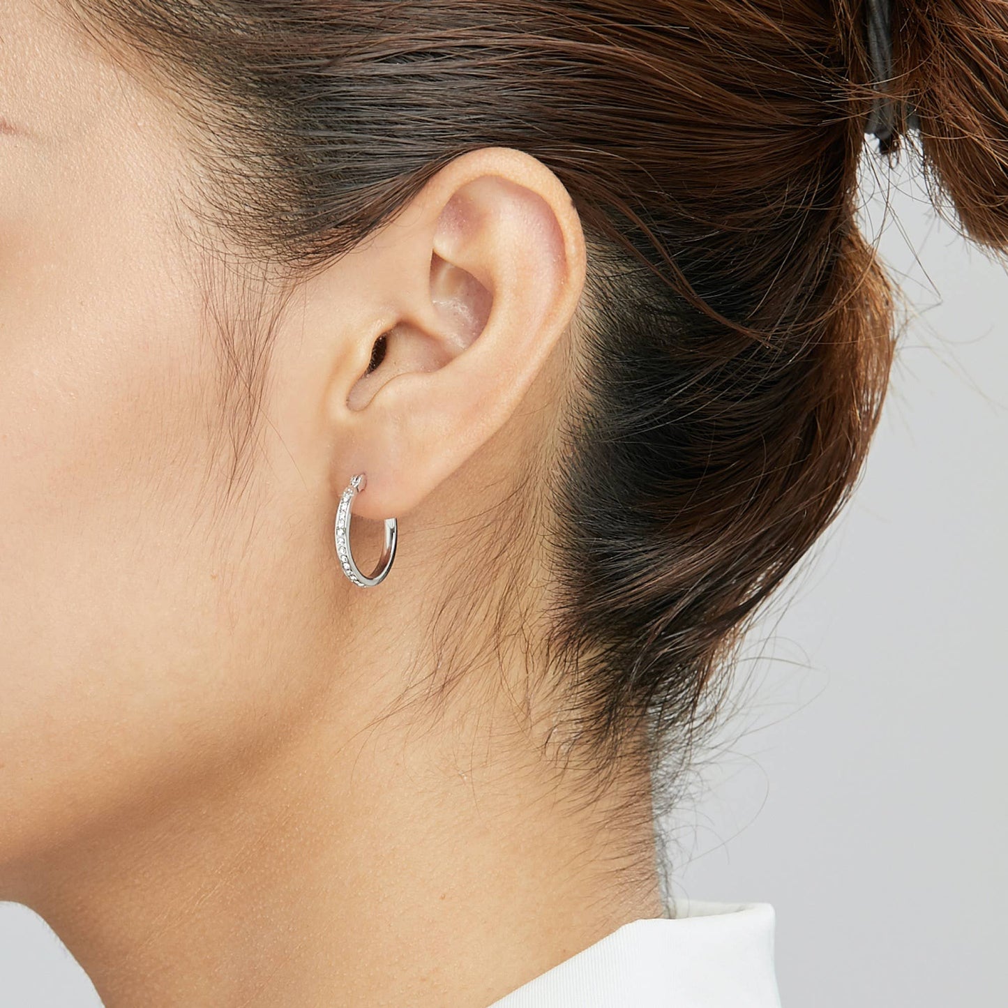MYJS Eternity Mix Hoop Earrings 18mm Crystal Rhodium Plated