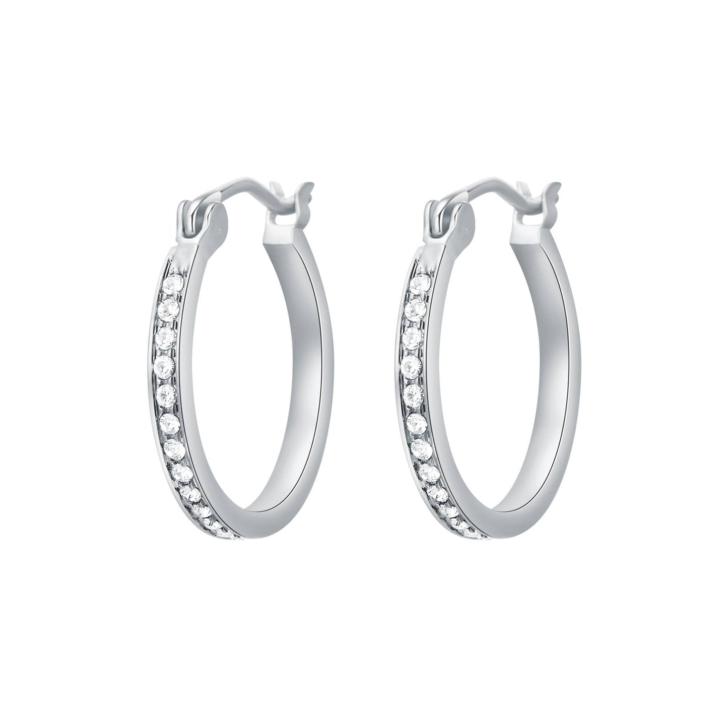 MYJS Eternity Mix Hoop Earrings 18mm Crystal Rhodium Plated
