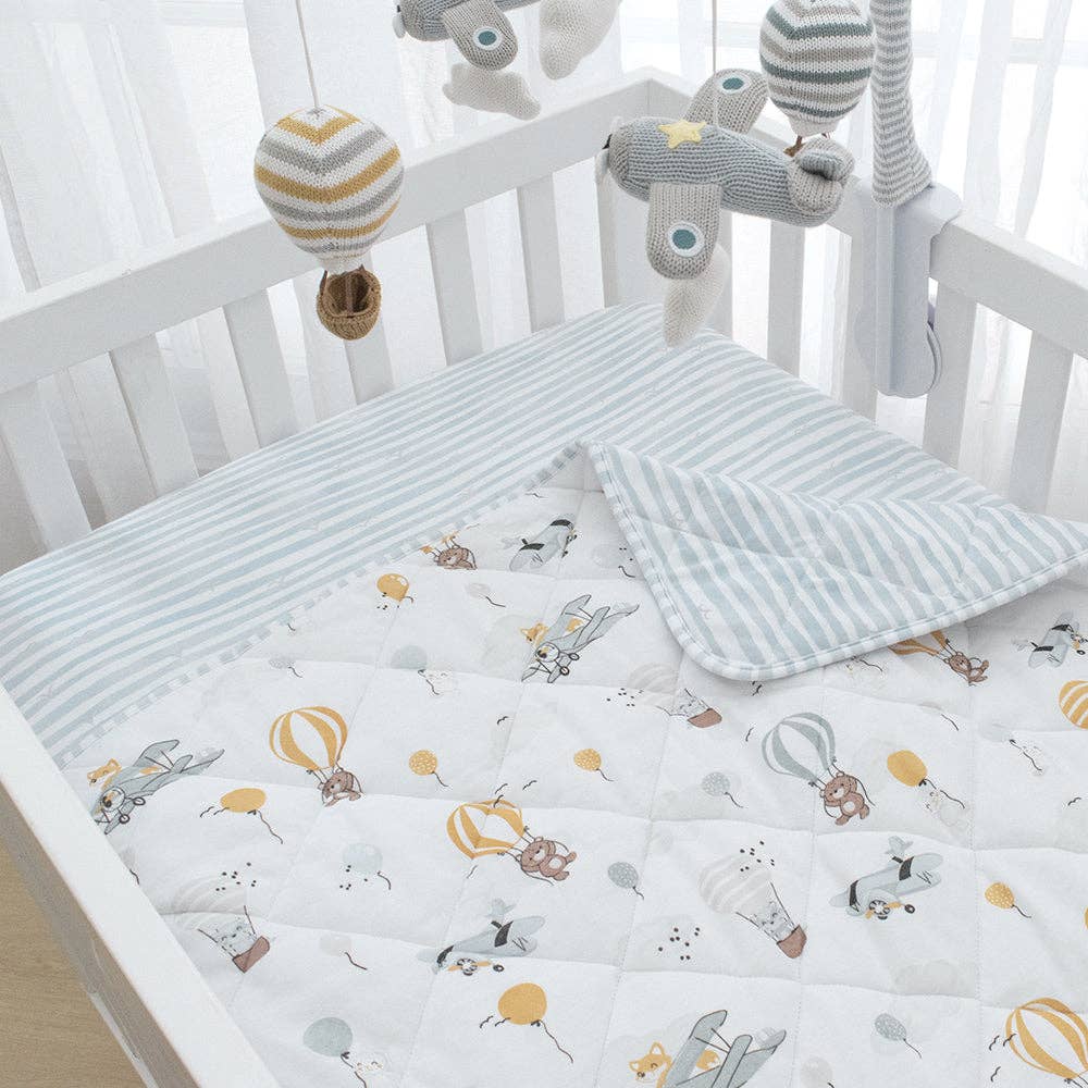 Living Textiles Reversible Quilted Cot Comforter - Up Up & Away
