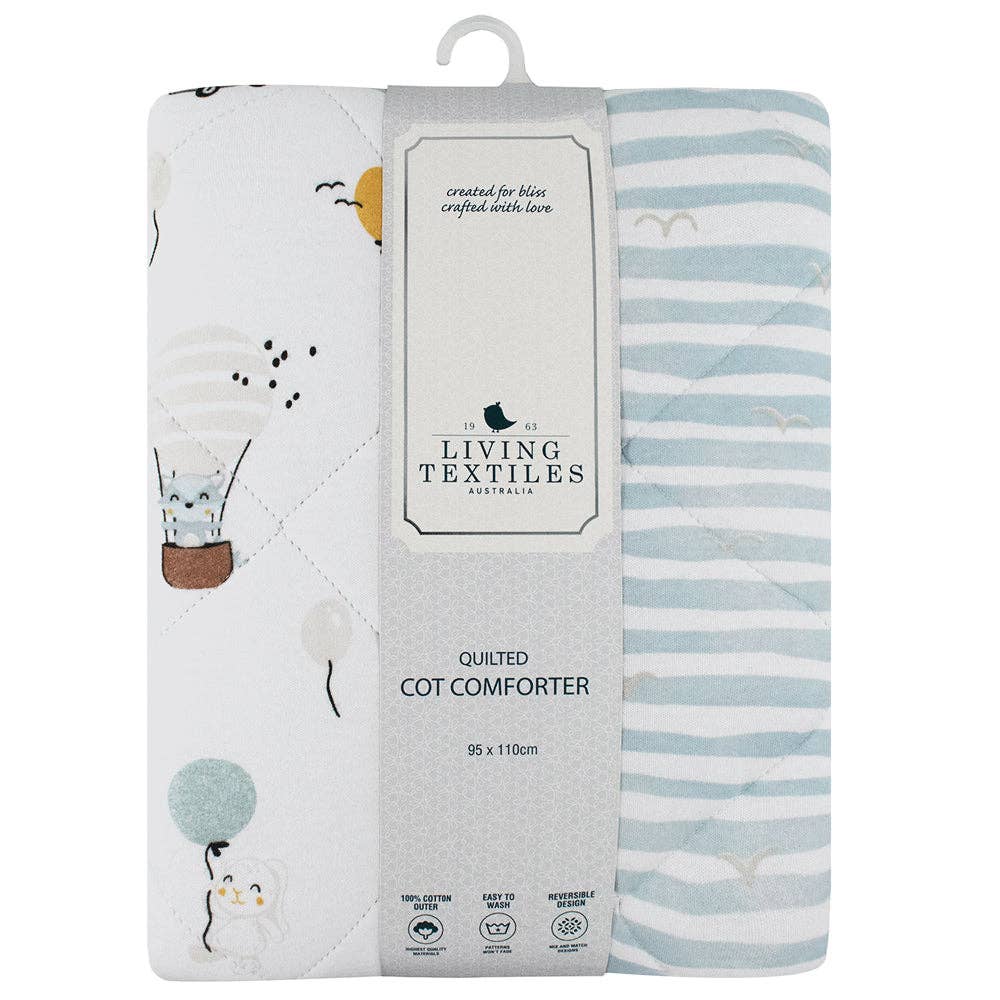Living Textiles Reversible Quilted Cot Comforter - Up Up & Away