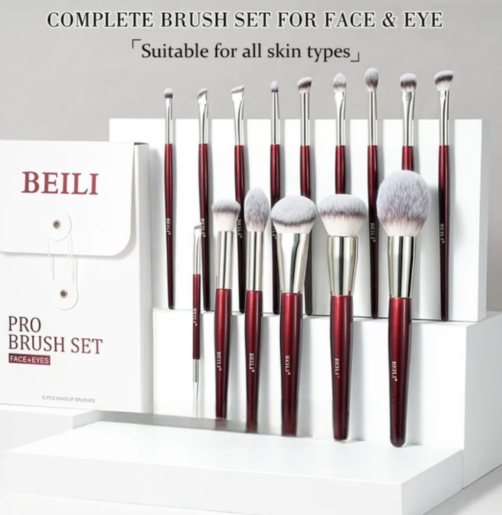 Beili Pro Brush Face and Eye Make Up Set 15pc