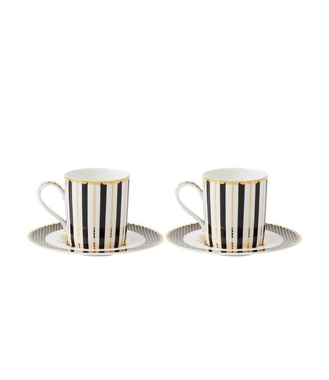 Maxwell & Williams Teas & C`s Regency Demi Cups and Saucers 100ml Set of Two Black & Gold