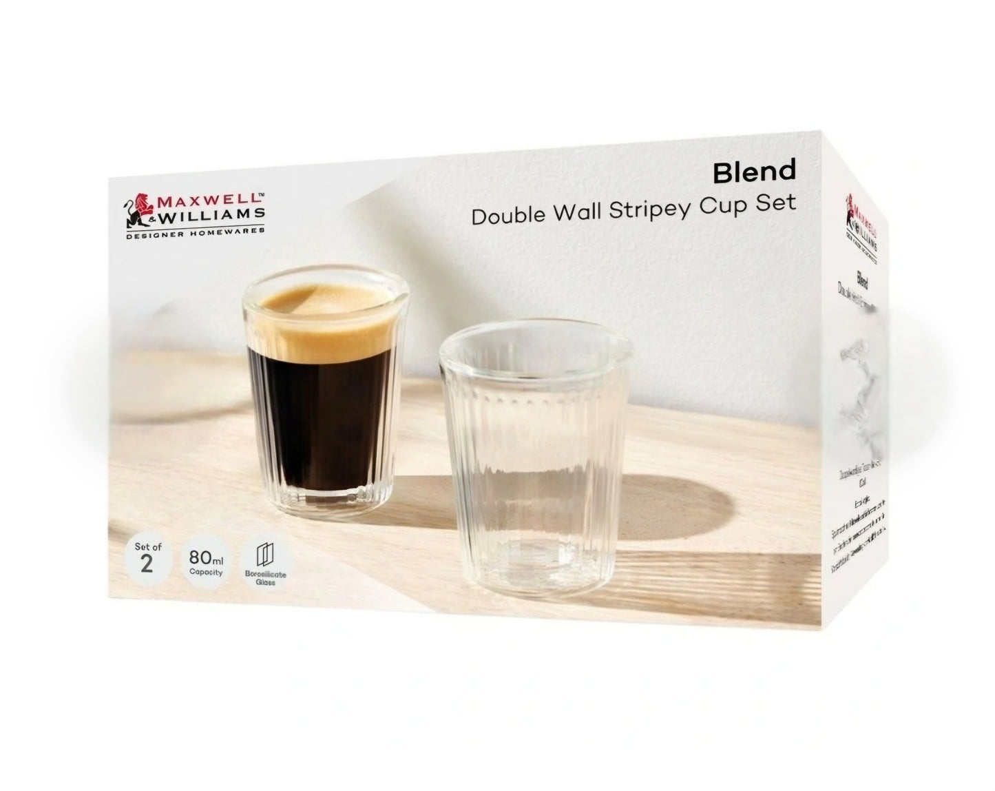 Maxwell & Williams Blend Double Wall Stripey Cup Set 80 ml