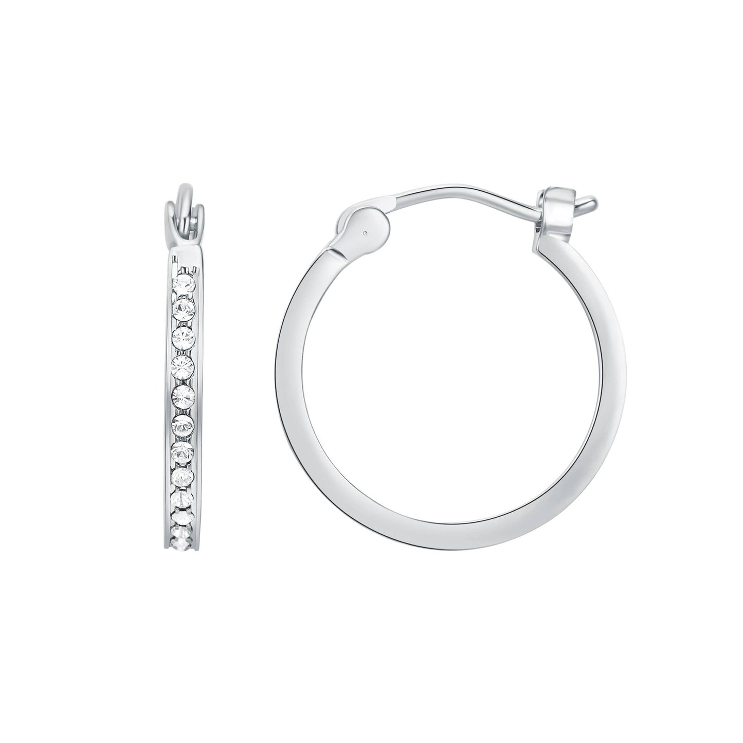 MYJS Eternity Mix Hoop Earrings 18mm Crystal Rhodium Plated