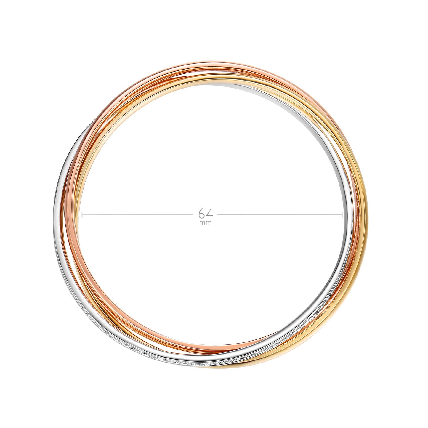 MYJS Trinity Tri-Colour Bracelet with Clear 3 Gold Plated