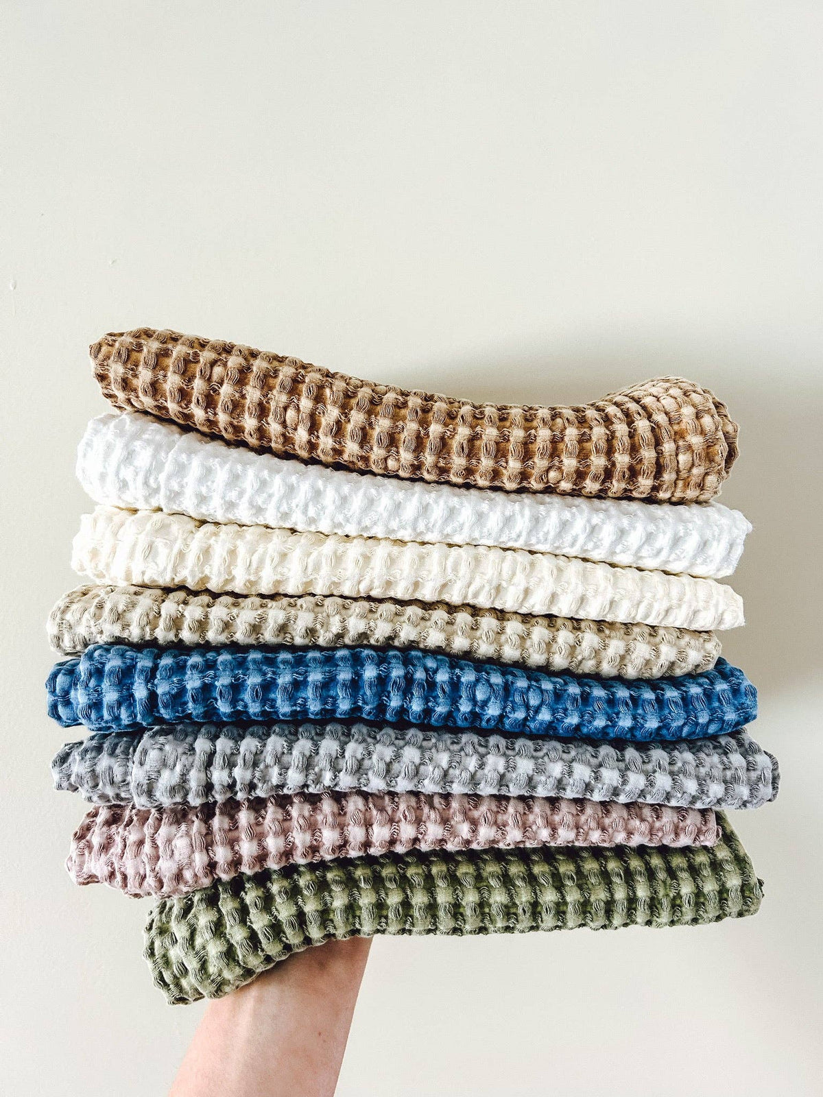 Mama & Tochter 100% Organic Cotton Rustic Waffle Tea Towel - Blue