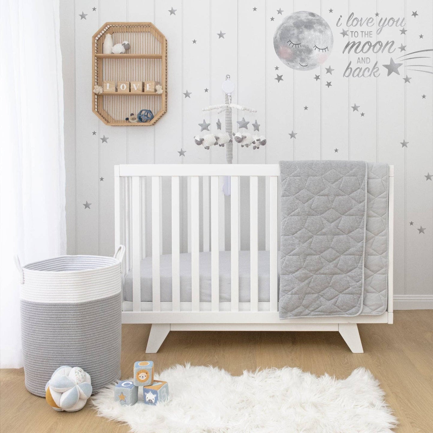 Living Textiles Star Quilted Cot Comforter - Grey Melange