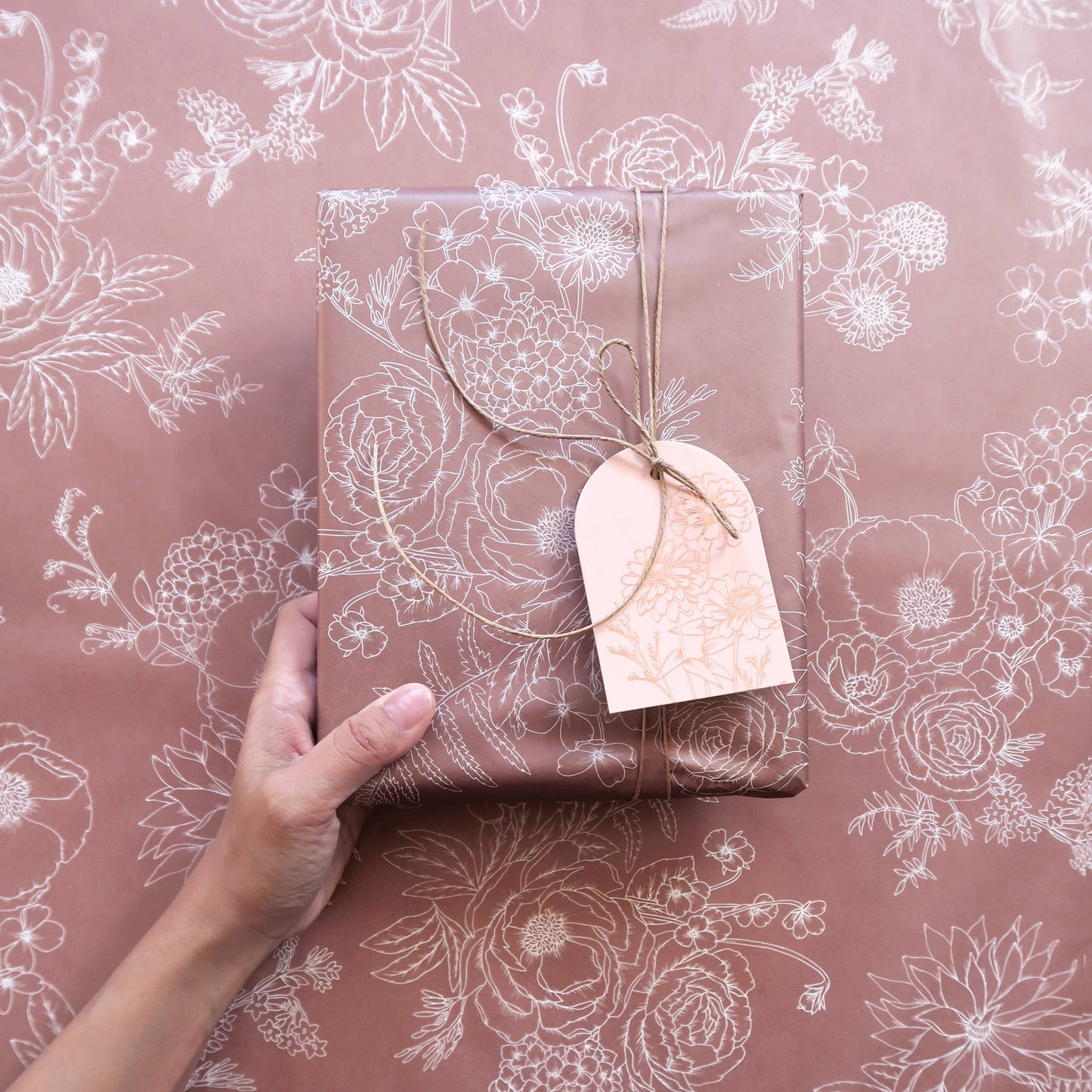 Typoflora Tissue Paper - Peony in Dusty Mauve: 4 Sheet Pack