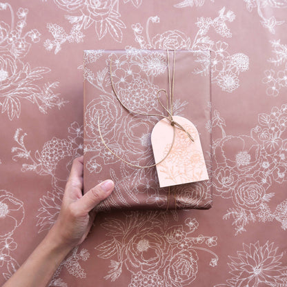 Typoflora Tissue Paper - Peony in Dusty Mauve: 4 Sheet Pack