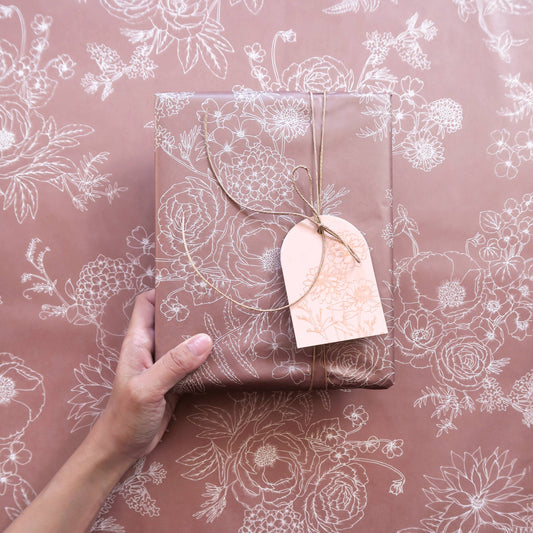 Typoflora Tissue Paper - Peony in Dusty Mauve: 4 Sheet Pack