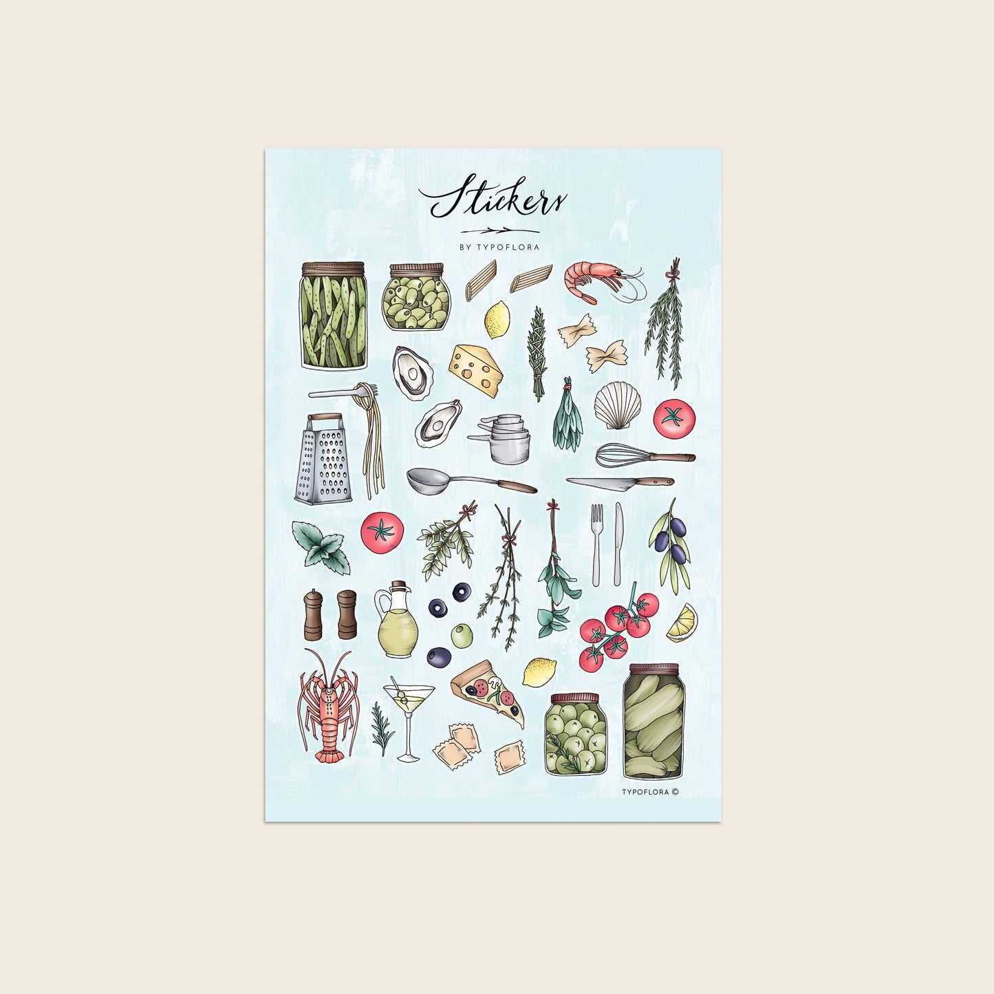 Typoflora Sticker Sheet - Food Lovers