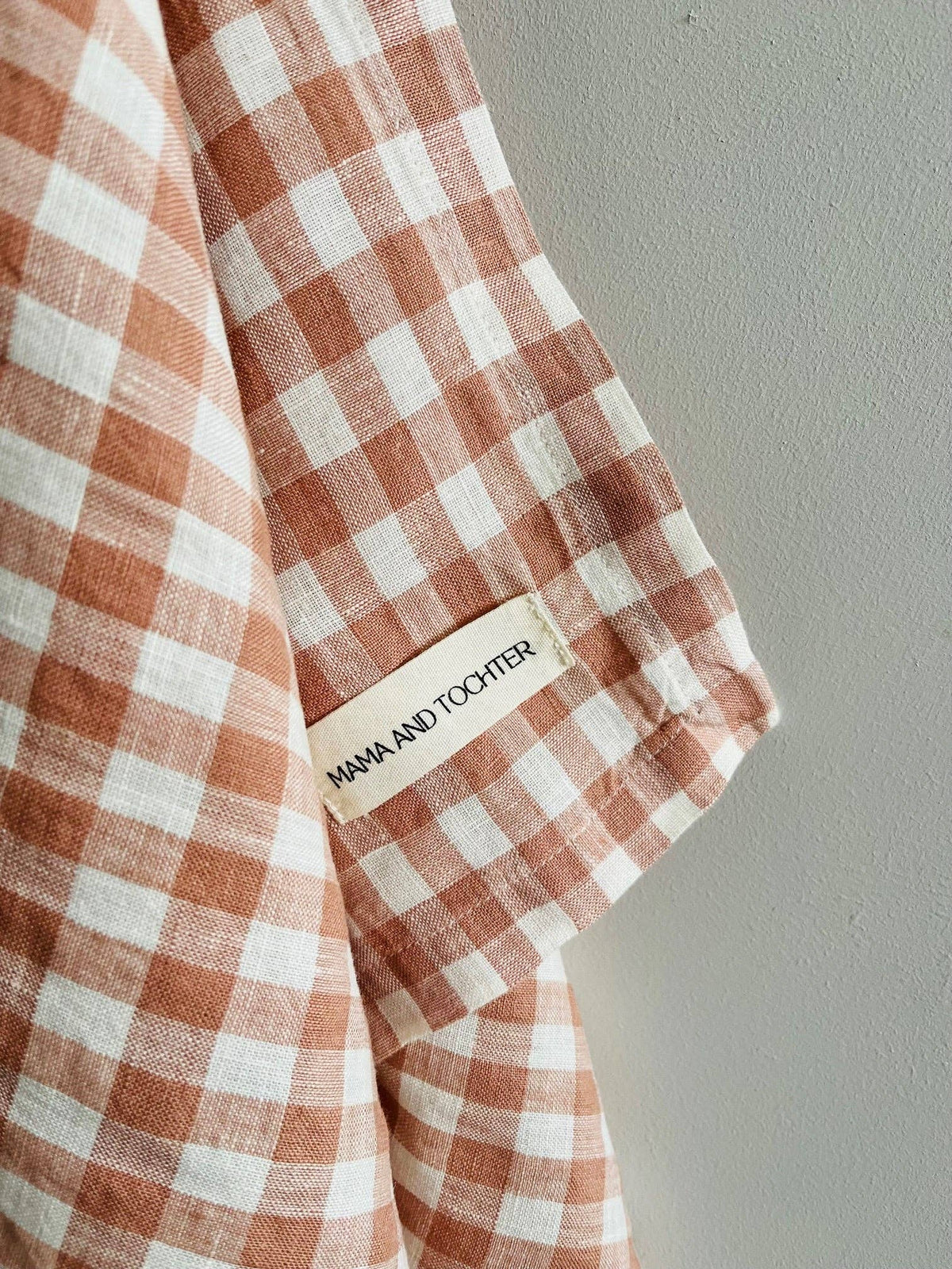 Pure French Linen Tea Towel - Blush Gingham