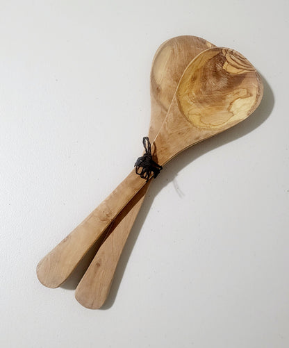 Olive Wood Serving Spoons Pair