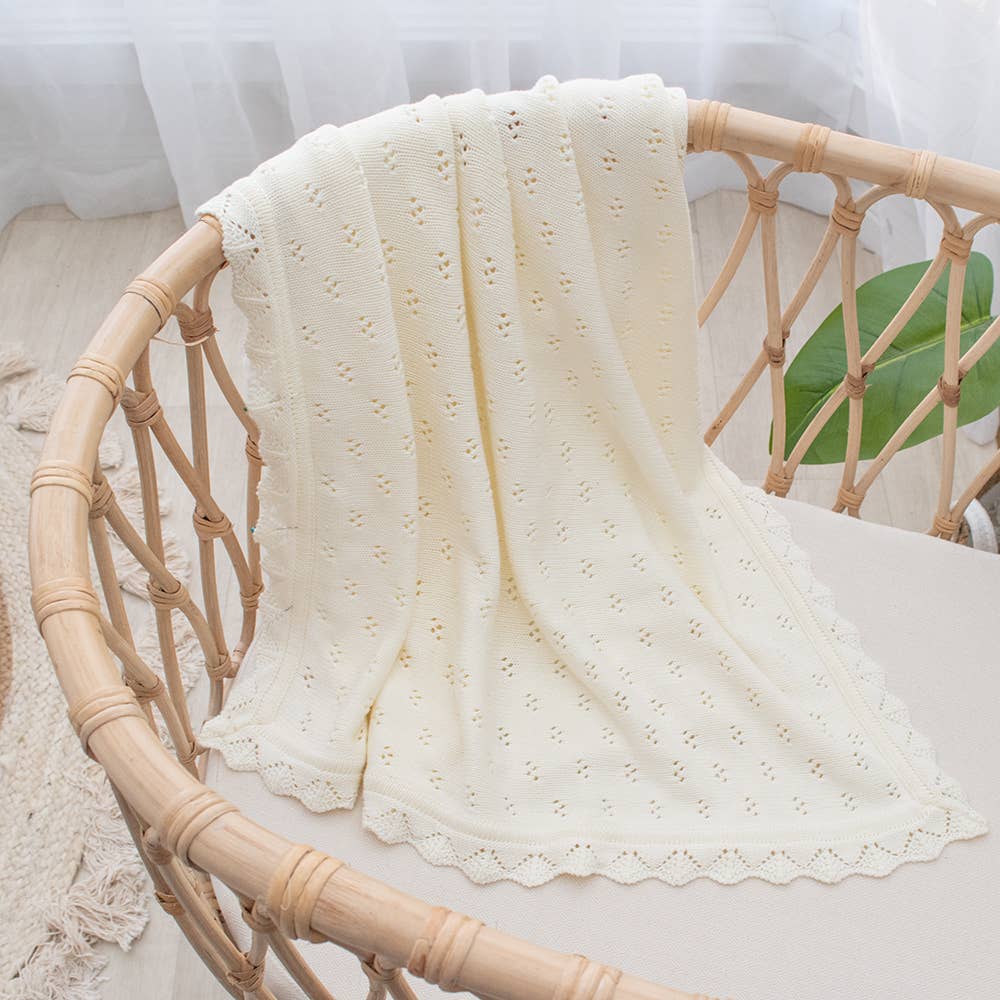 Living Textiles Bamboo/Cotton Heirloom Baby Blanket: `natural