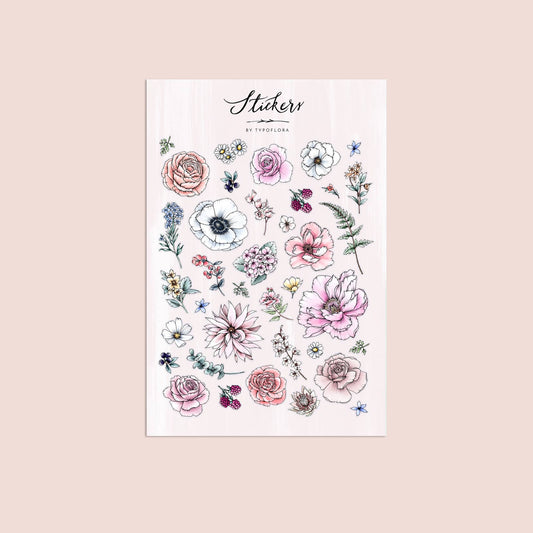 Typoflora Sticker Sheet - Spring Flower Lovers