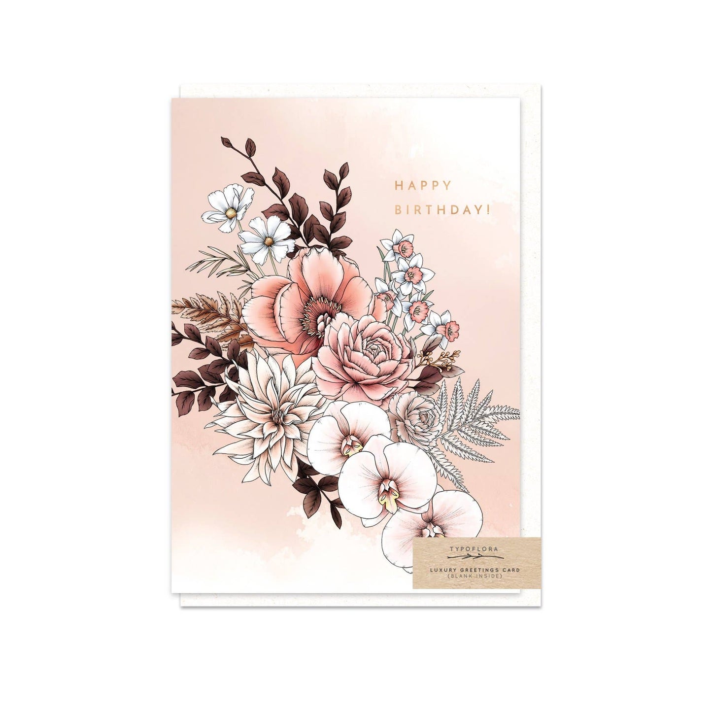 Typoflora Peony Happy Birthday Card