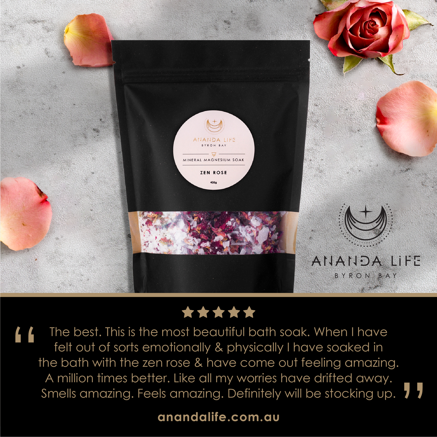 Ananda Life ZEN Rose Bath soak 400g