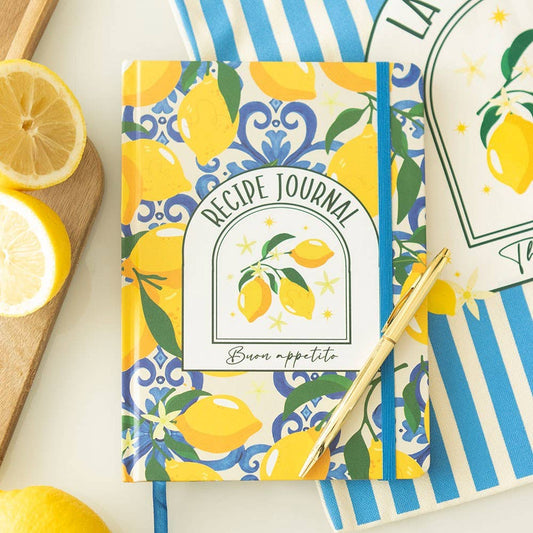 Italian Lemon Print A5 Paper Recipe Journal