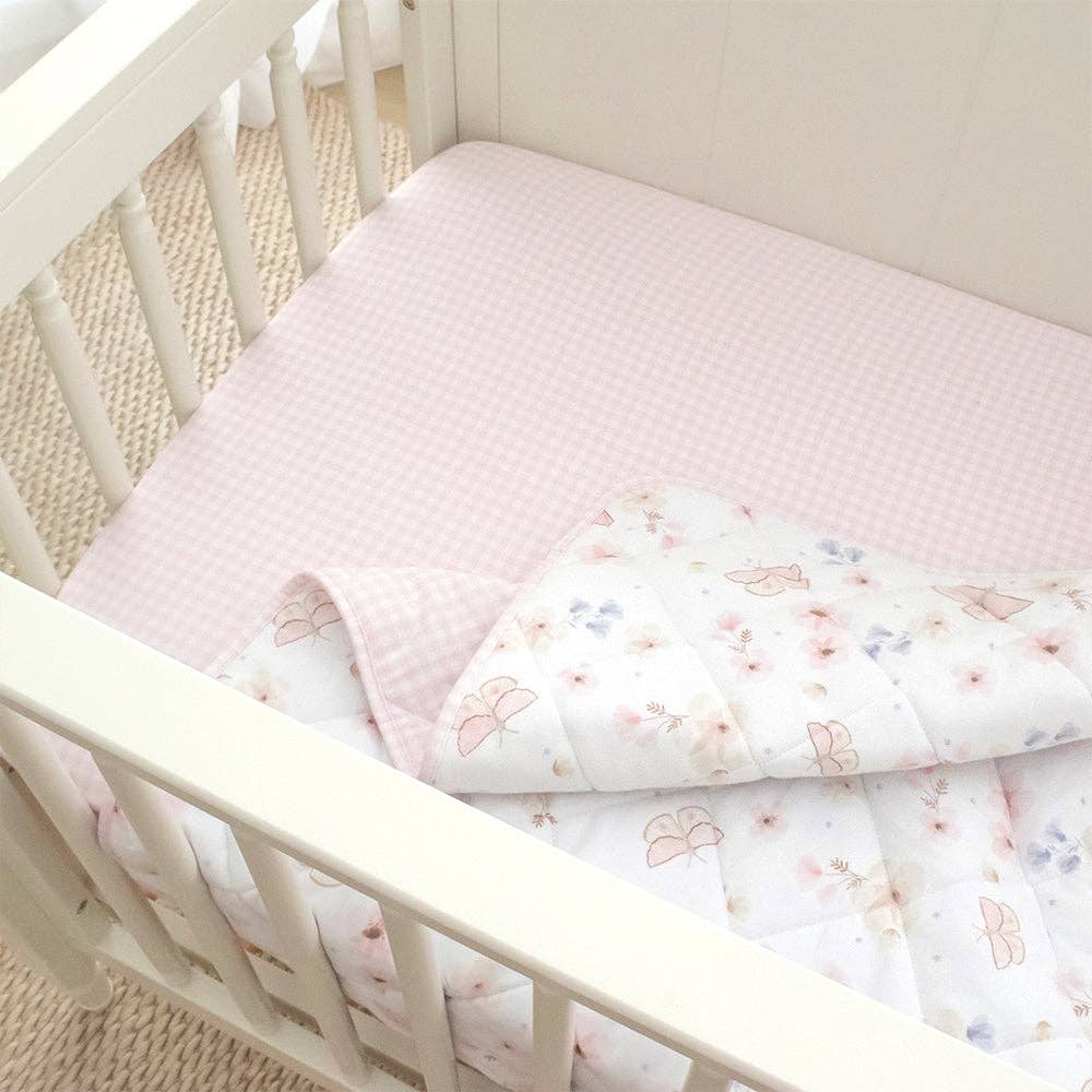 Living Textiles Reversible Quilted Cot Comforter - Butterfly Garden