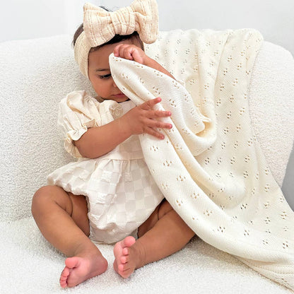 Living Textiles Bamboo/Cotton Heirloom Baby Blanket: `natural