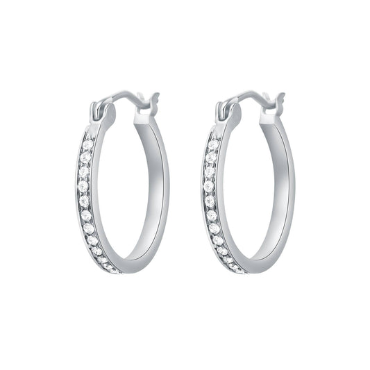 MYJS Eternity Mix Hoop Earrings 18mm Crystal Rhodium Plated