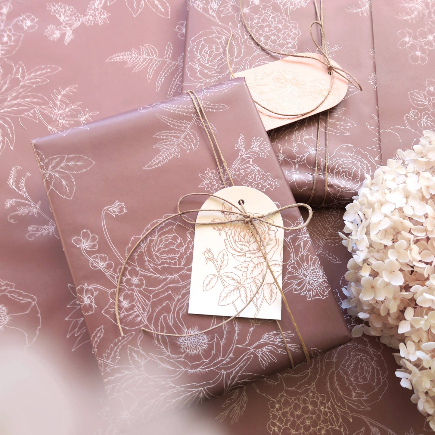 Typoflora Tissue Paper - Peony in Dusty Mauve: 4 Sheet Pack