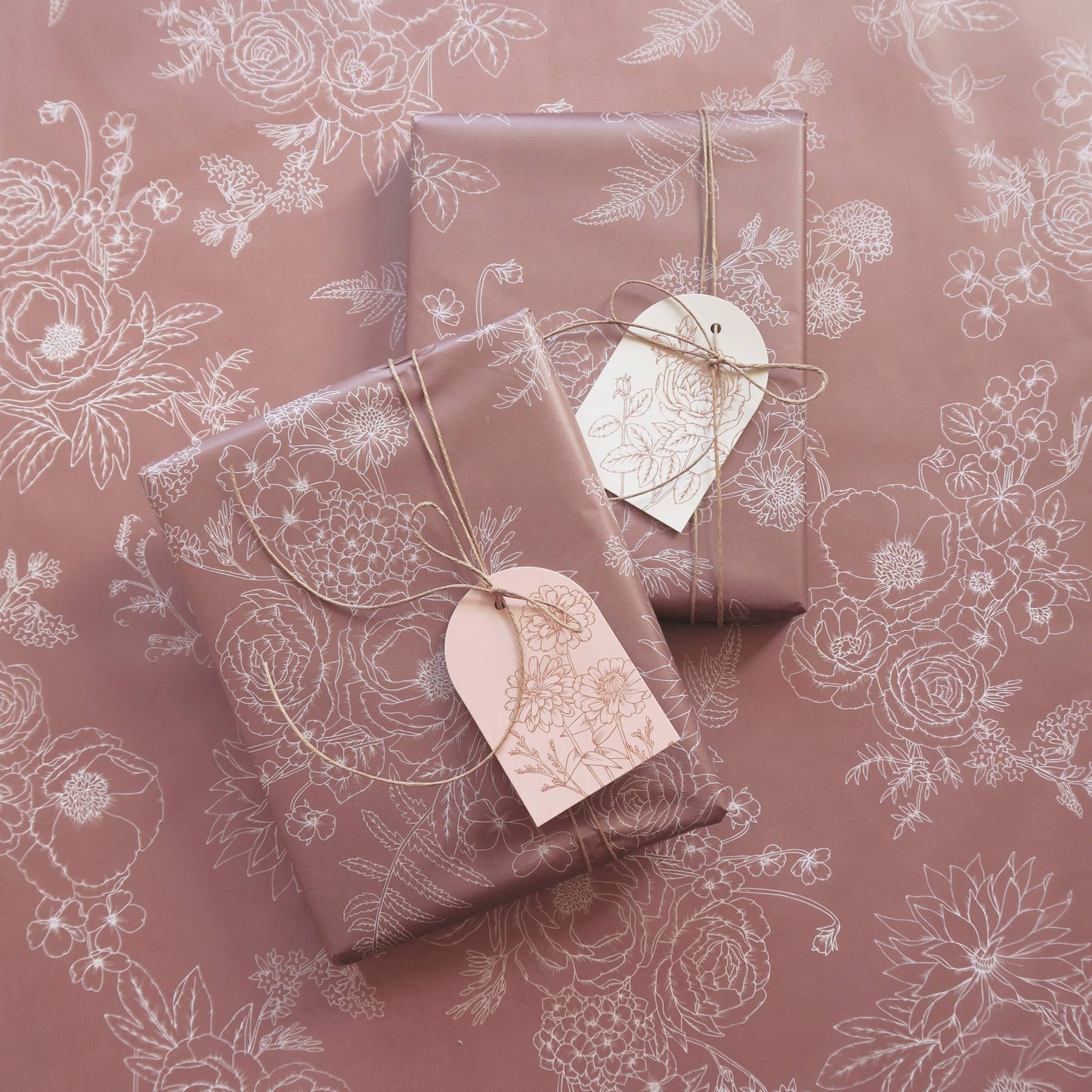 Typoflora Tissue Paper - Peony in Dusty Mauve: 4 Sheet Pack
