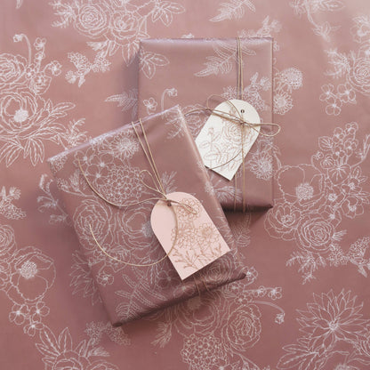 Typoflora Tissue Paper - Peony in Dusty Mauve: 4 Sheet Pack