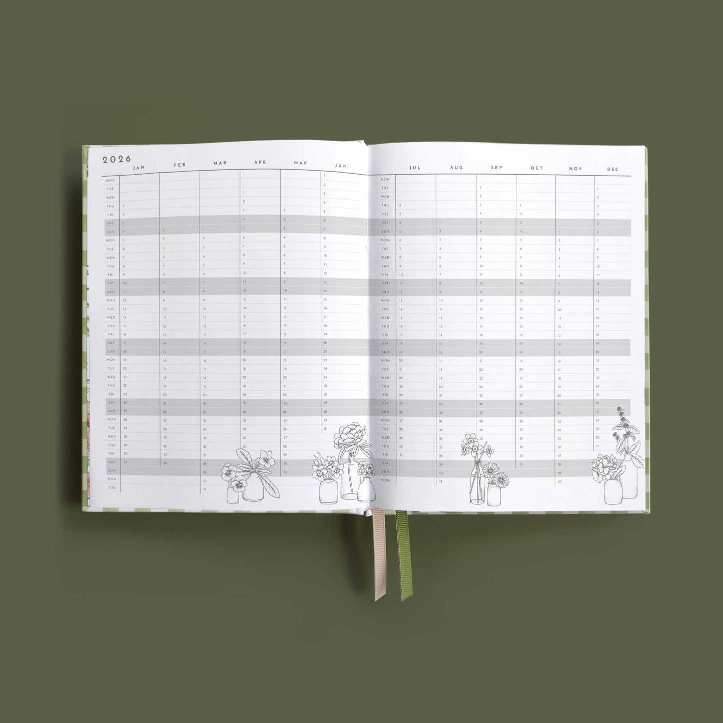 Typoflora 2026 PLANNER ALWAYS FLOWERS  | SAGE