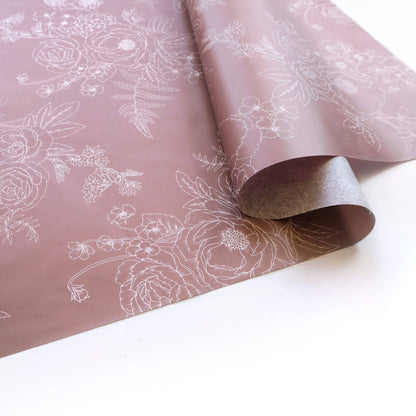 Typoflora Tissue Paper - Peony in Dusty Mauve: 4 Sheet Pack