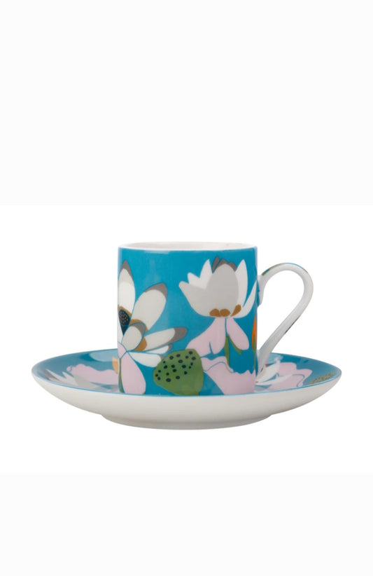 Maxwell & Williams: Royal Botanic Gardens Victoria Lotus Demi Cup & Saucer - Aqua 100ml