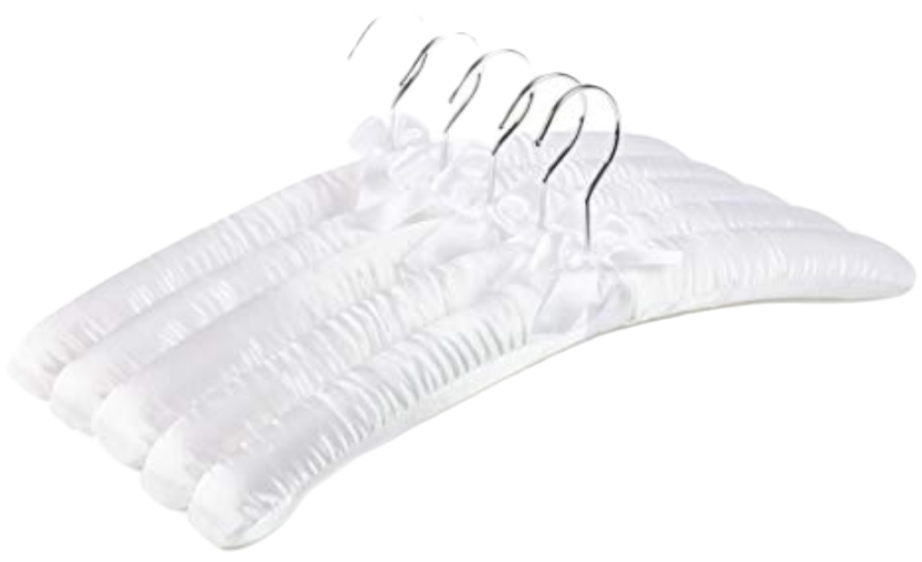 Satin Padded 5 Pack Coat Hangers White