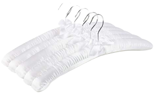 Satin Padded 5 Pack Coat Hangers White