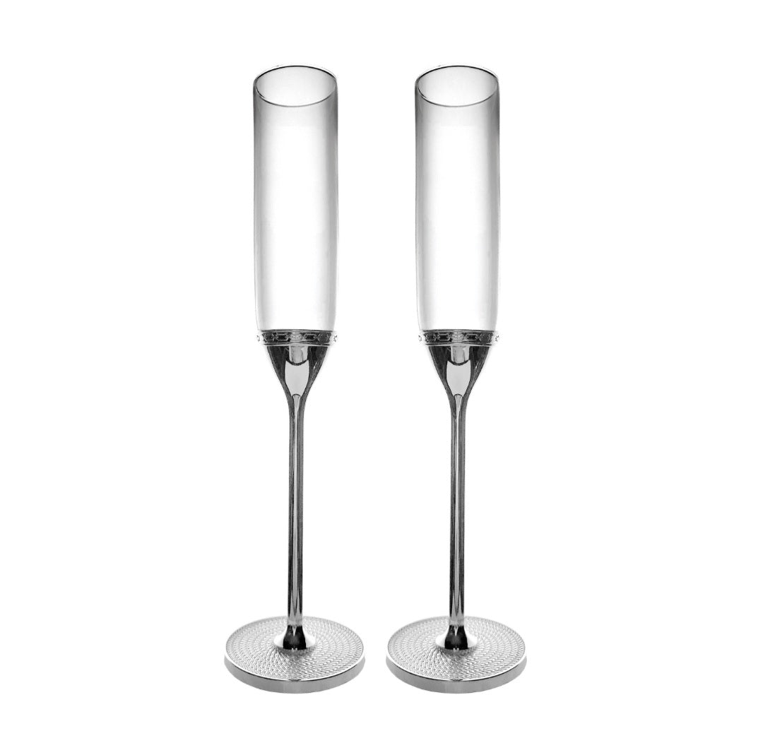 Vera Wang Wedgewood With Love Nouveau Toasting Flute Pair Silver