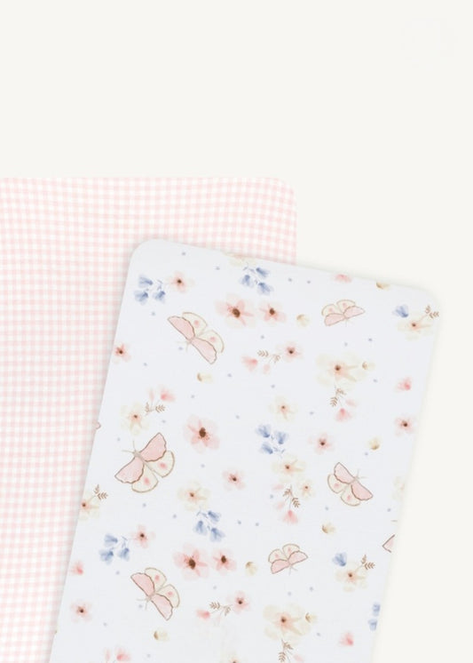 Living Textiles 2pk Bassinet Fitted Sheets - Butterfly Garden