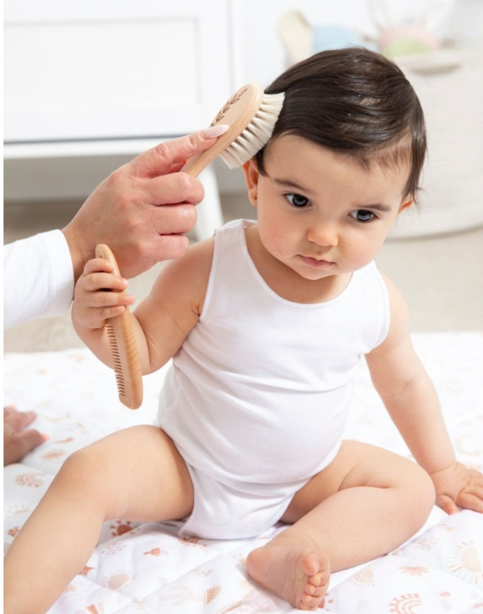 Living Textiles 2pc Baby Wooden Brush & Comb