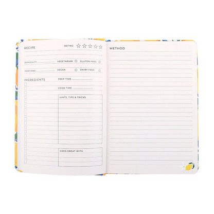 Italian Lemon Print A5 Paper Recipe Journal