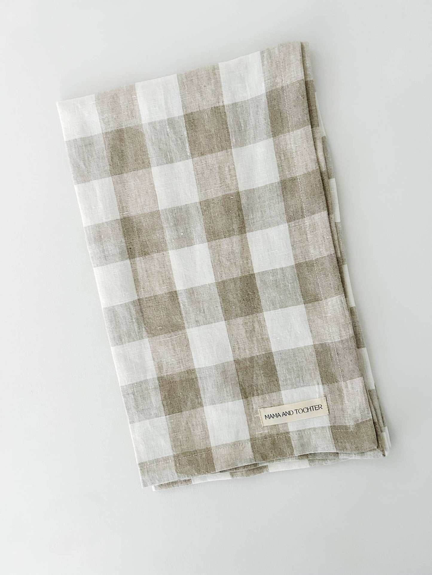 Pure French Linen Tea Towel - Natural Gingham