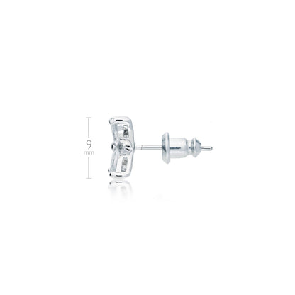 MYJS Victoria Flower Marquise CZ Stud Earrings Rhodium