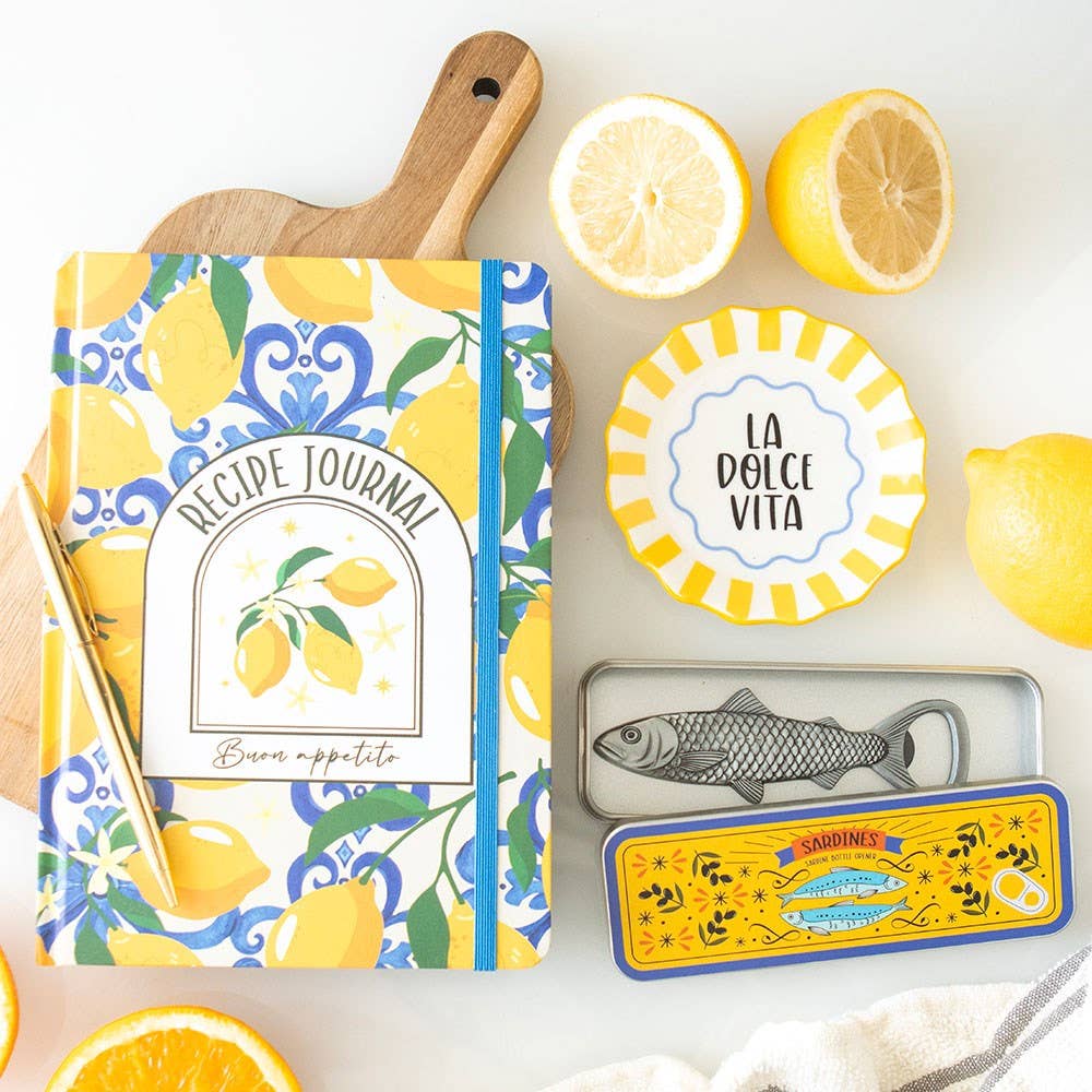 Italian Lemon Print A5 Paper Recipe Journal
