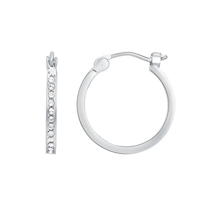 MYJS Eternity Mix Hoop Earrings 18mm Crystal Rhodium Plated