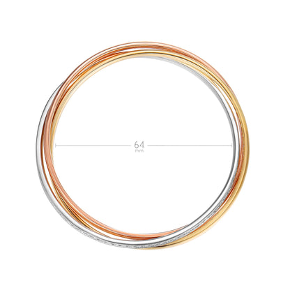 MYJS Trinity Tri-Colour Bracelet with Clear 3 Gold Plated
