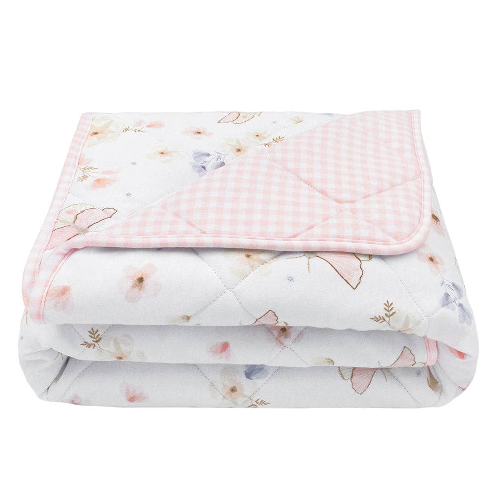 Living Textiles Reversible Quilted Cot Comforter - Butterfly Garden