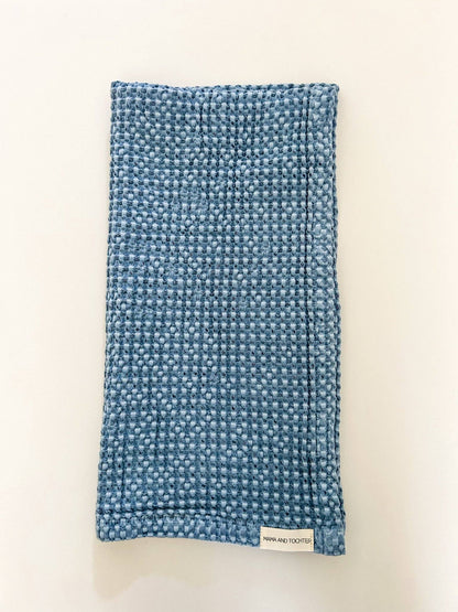 Mama & Tochter 100% Organic Cotton Rustic Waffle Tea Towel - Blue