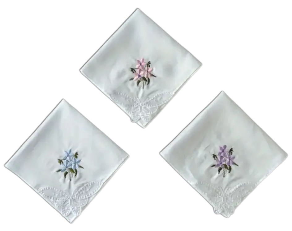 "With Love" 3pc 100% Cotton Hankerchiefs