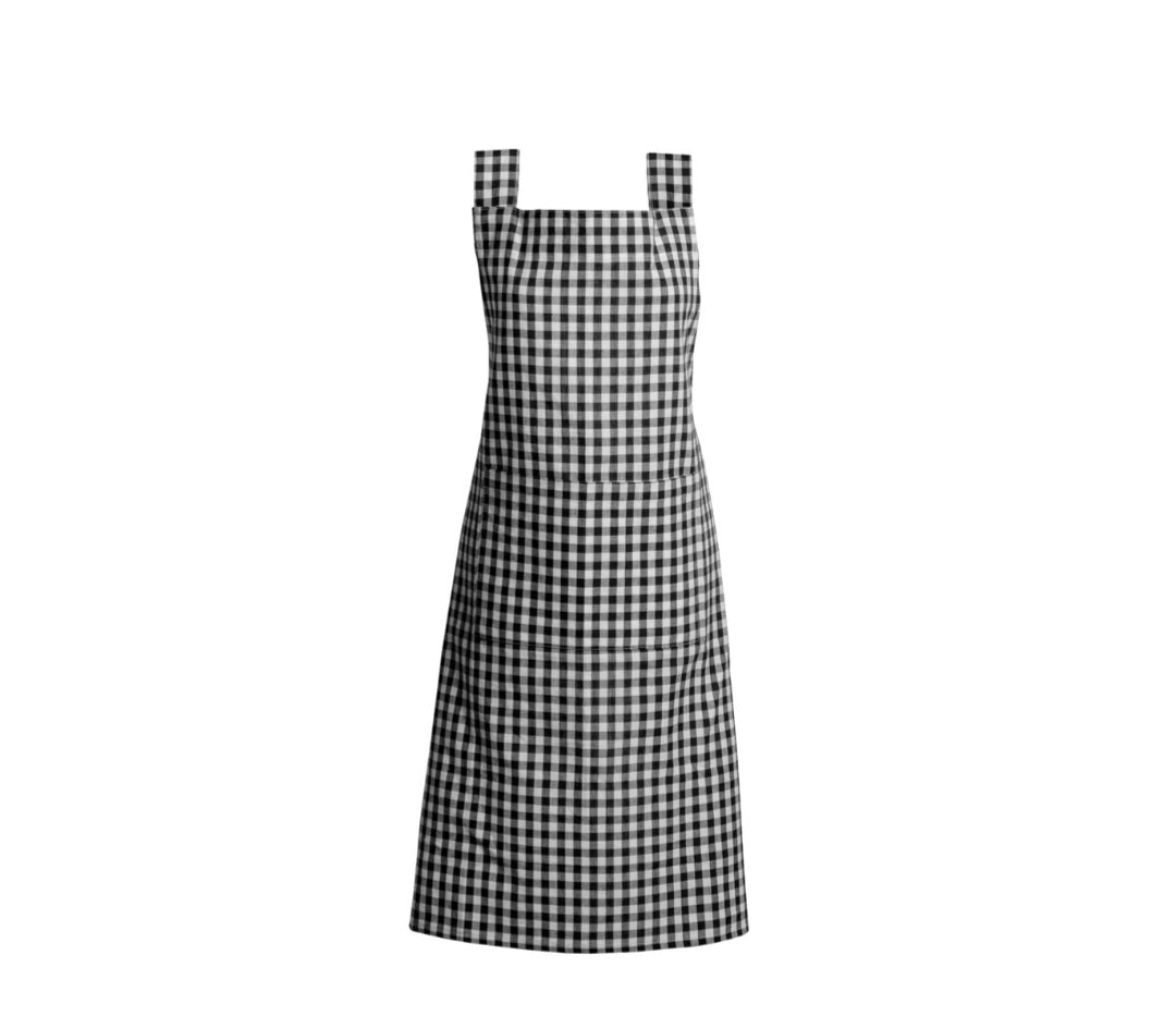 Gingham Apron Black